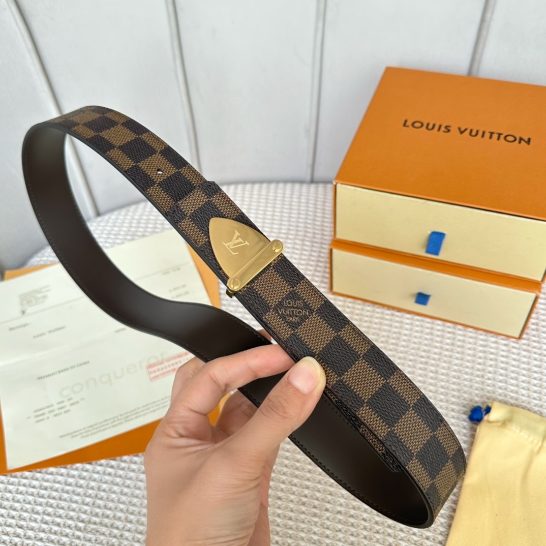 Louis Vuitton Belts Black Women Steel Buckle Calfskin Canvas Cowhide