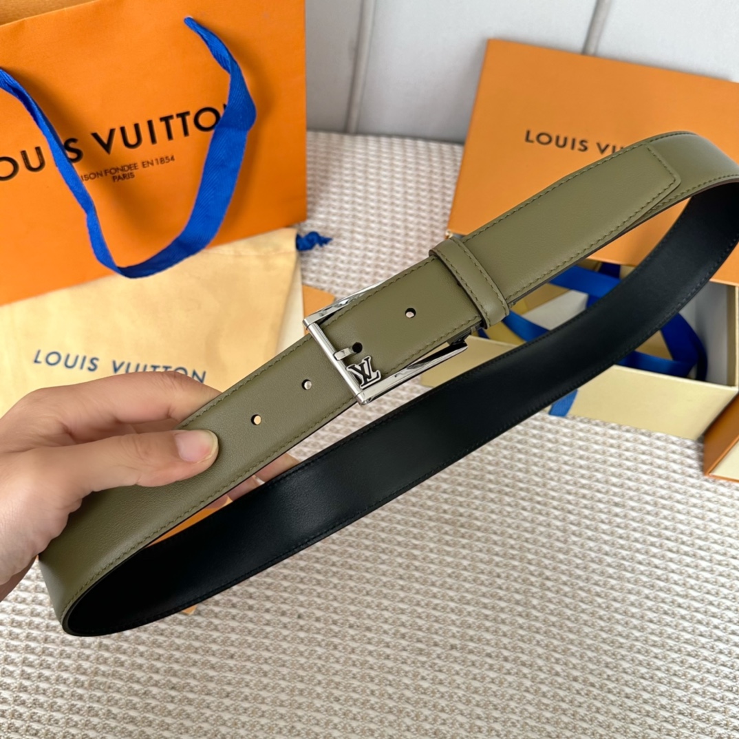 Louis Vuitton Belts Men Calfskin Cowhide