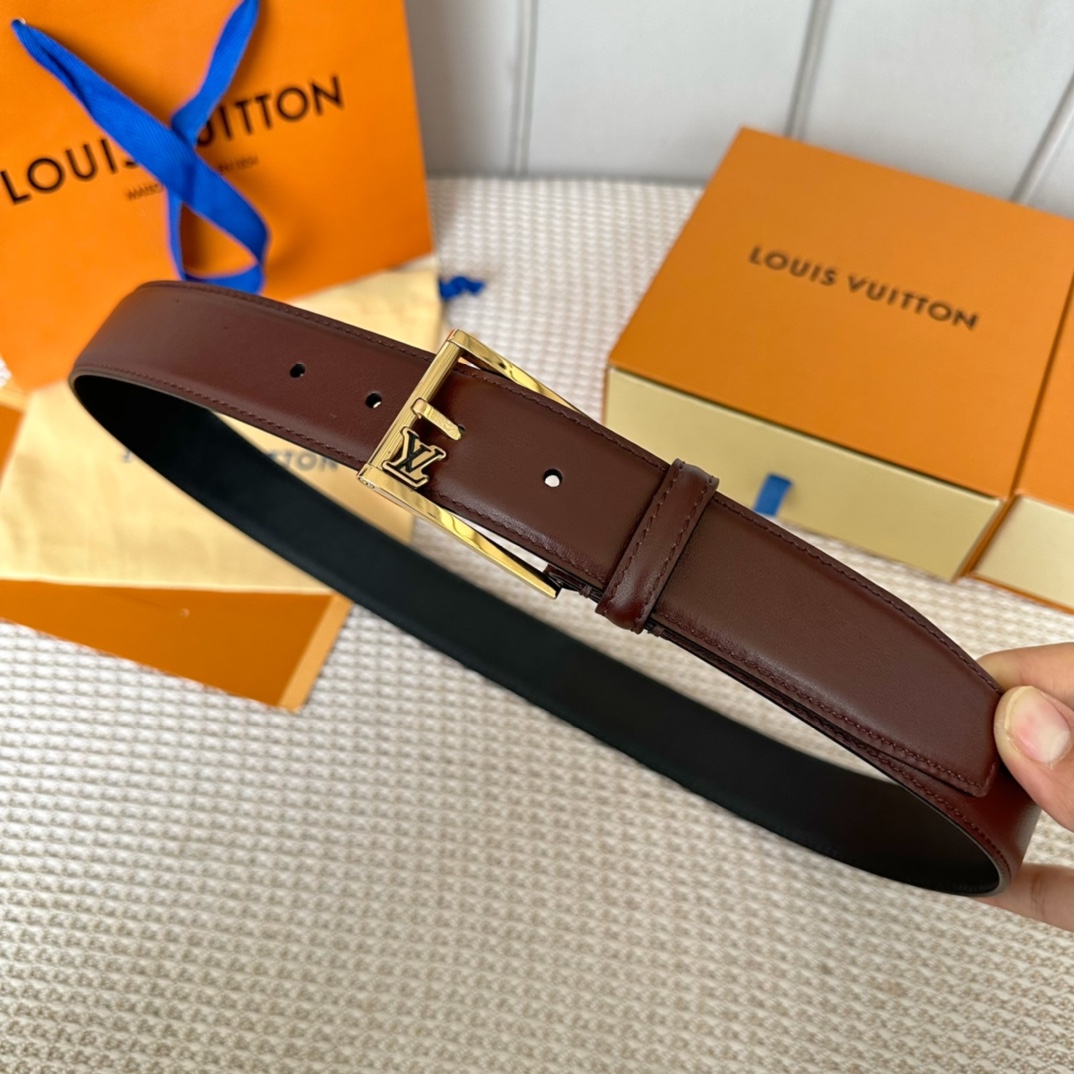 Louis Vuitton Belts Men Calfskin Cowhide