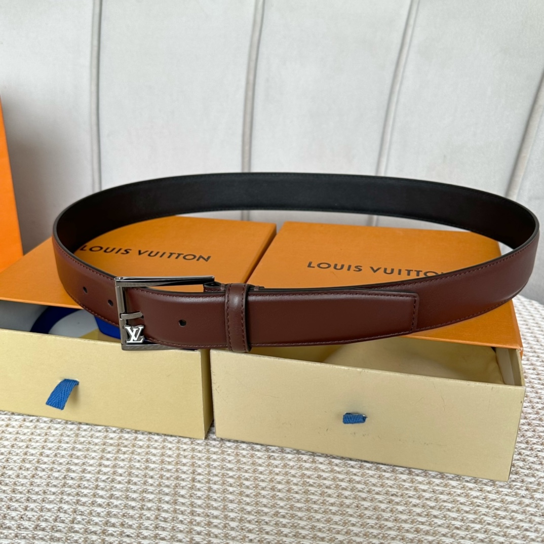 Louis Vuitton Belts Men Calfskin Cowhide