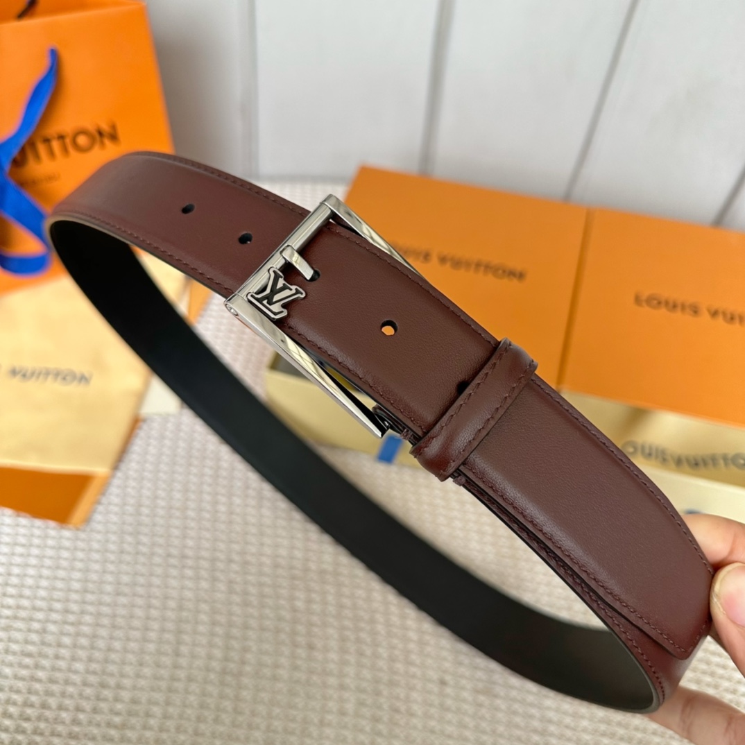 Louis Vuitton Belts Men Calfskin Cowhide