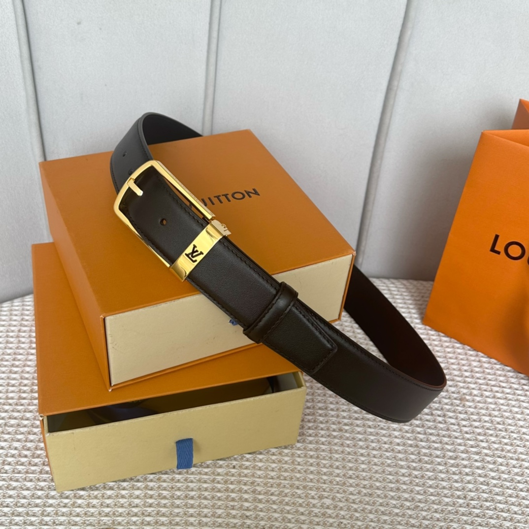 Louis Vuitton Belts Men Calfskin Cowhide