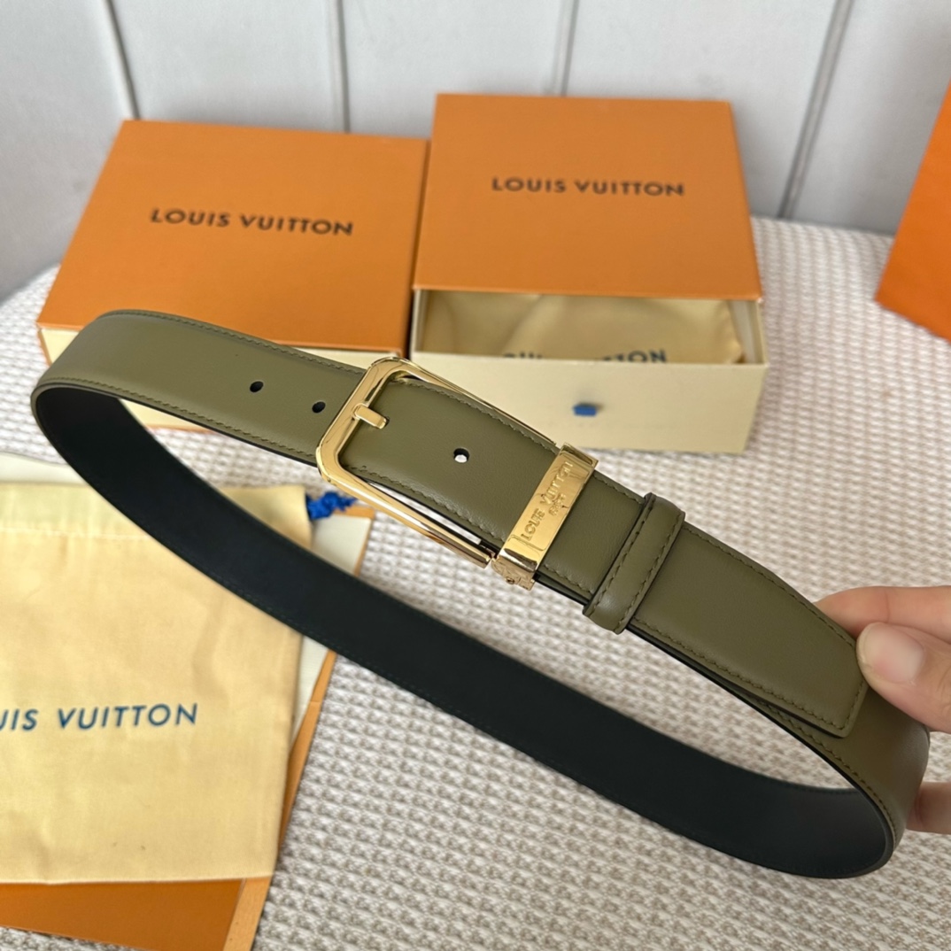 Louis Vuitton Belts Men Calfskin Cowhide