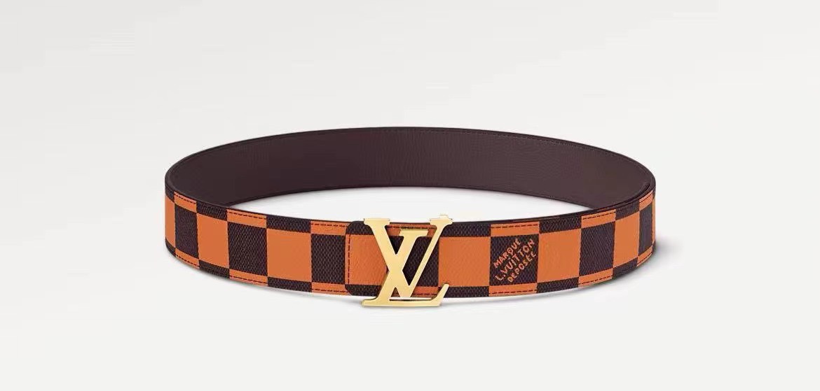 Louis Vuitton Belts Brown Orange Red Men Calfskin Canvas Cowhide