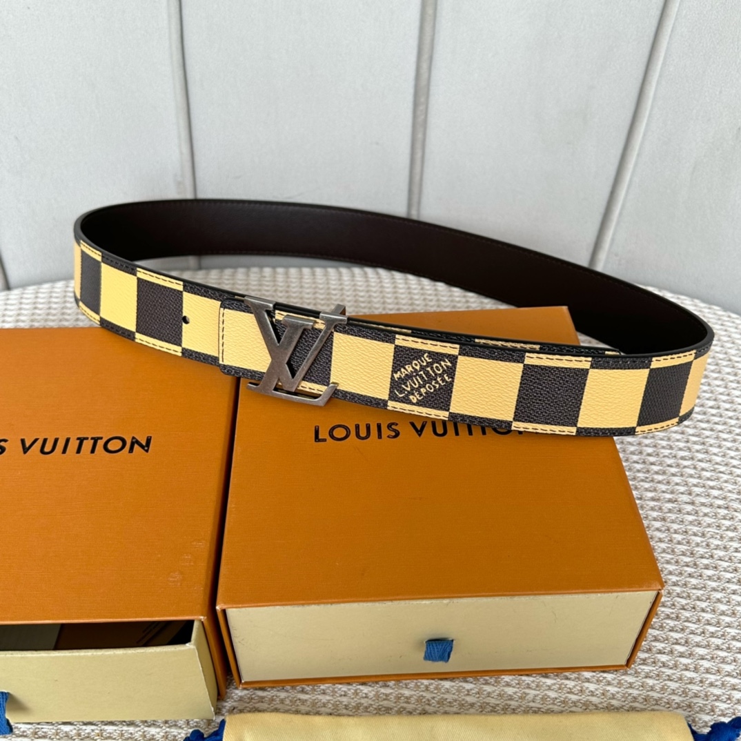 Louis Vuitton Belts Brown Orange Red Men Calfskin Canvas Cowhide