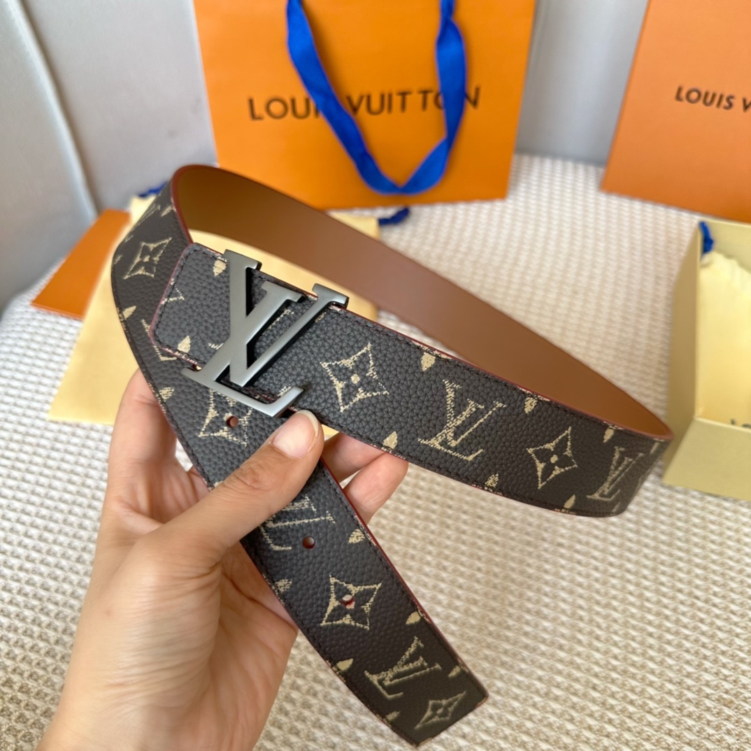 Louis Vuitton Belts Lychee Pattern Men Calfskin Cowhide