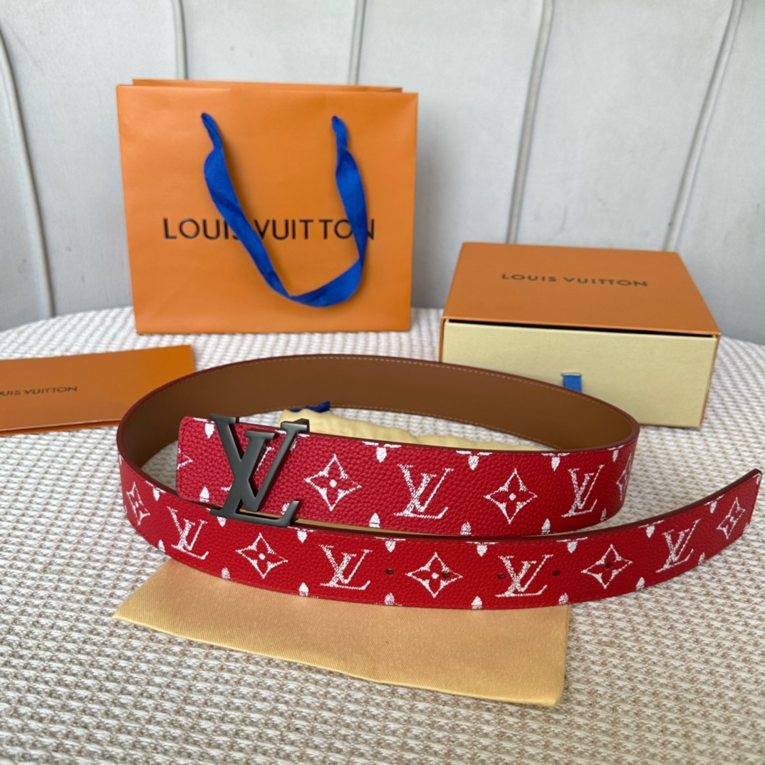 Louis Vuitton Belts Lychee Pattern Men Calfskin Cowhide