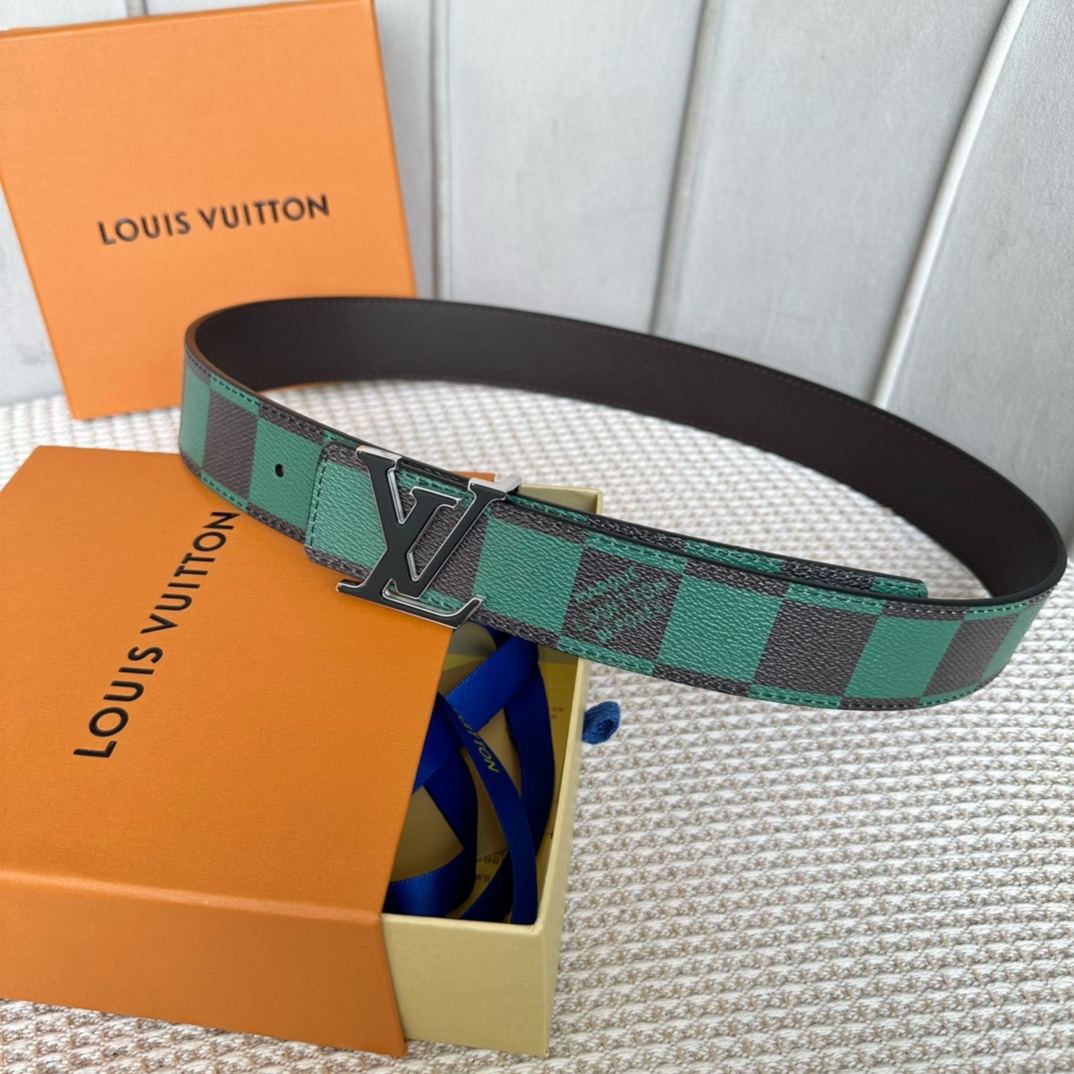 Louis Vuitton Belts Brown Men Calfskin Canvas Cowhide