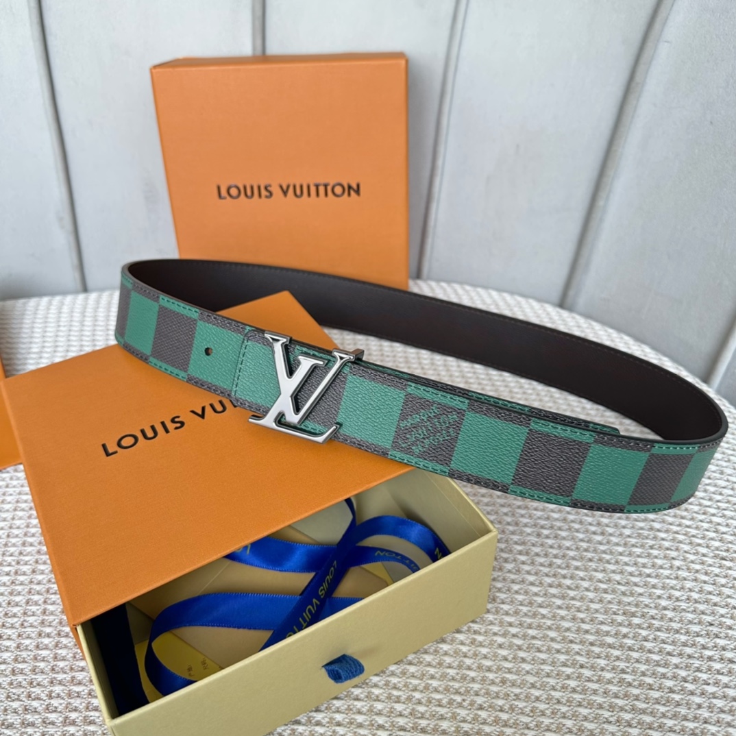 Louis Vuitton Belts Brown Men Calfskin Canvas Cowhide