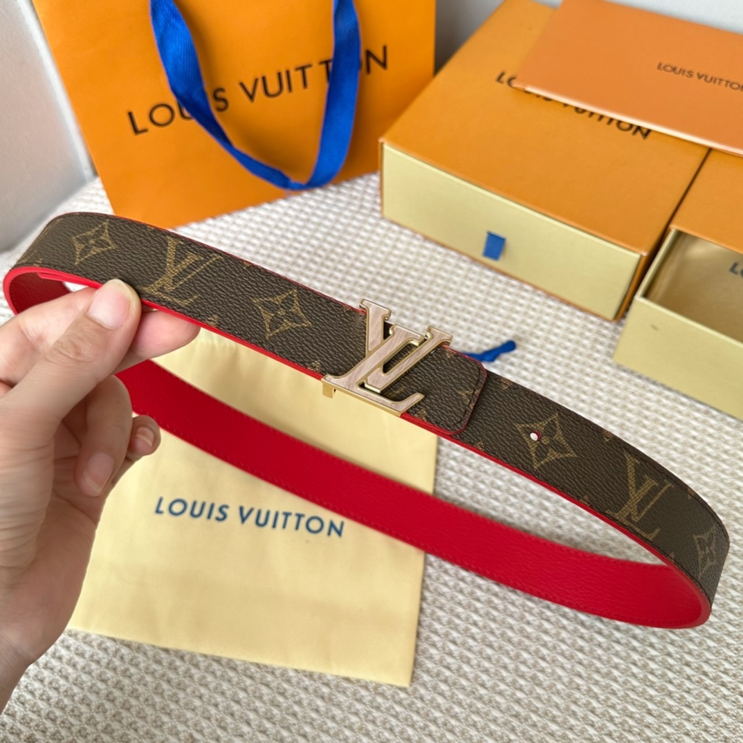 Louis Vuitton Belts Gold Women Canvas Cowhide