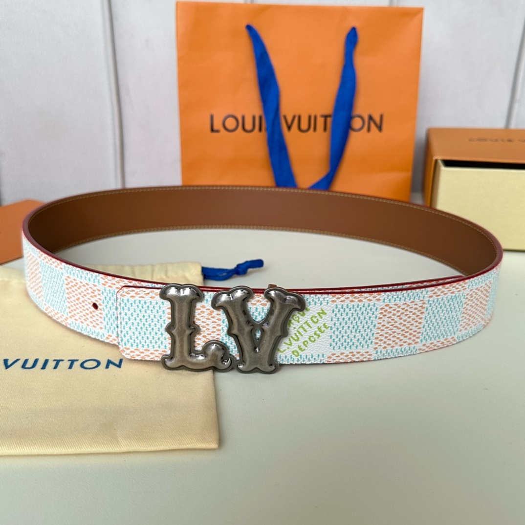 Louis Vuitton Belts Men Calfskin Cowhide