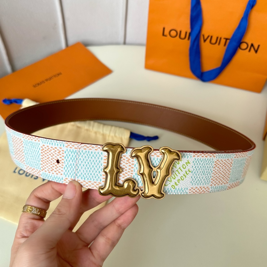 Louis Vuitton Belts Men Calfskin Cowhide