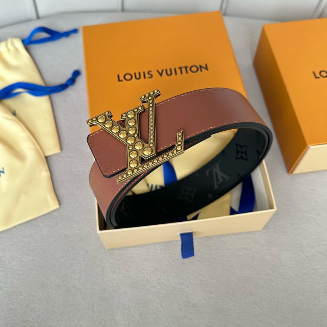 寬40mmLOUISVUITTON腰帶頂級原單品質寬度40毫米丝印专柜大花图案搭配最新款五金專櫃款號細節