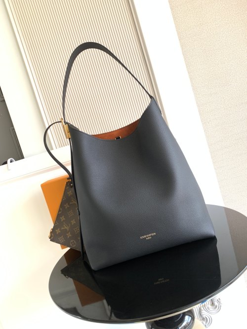Louis Vuitton Low Key Hobo Bag - Medium, Black Leather, Gold Hardware 1 Louis Vuitton Low Key Hobo Bag - Medium, Black Leather, Gold Hardware