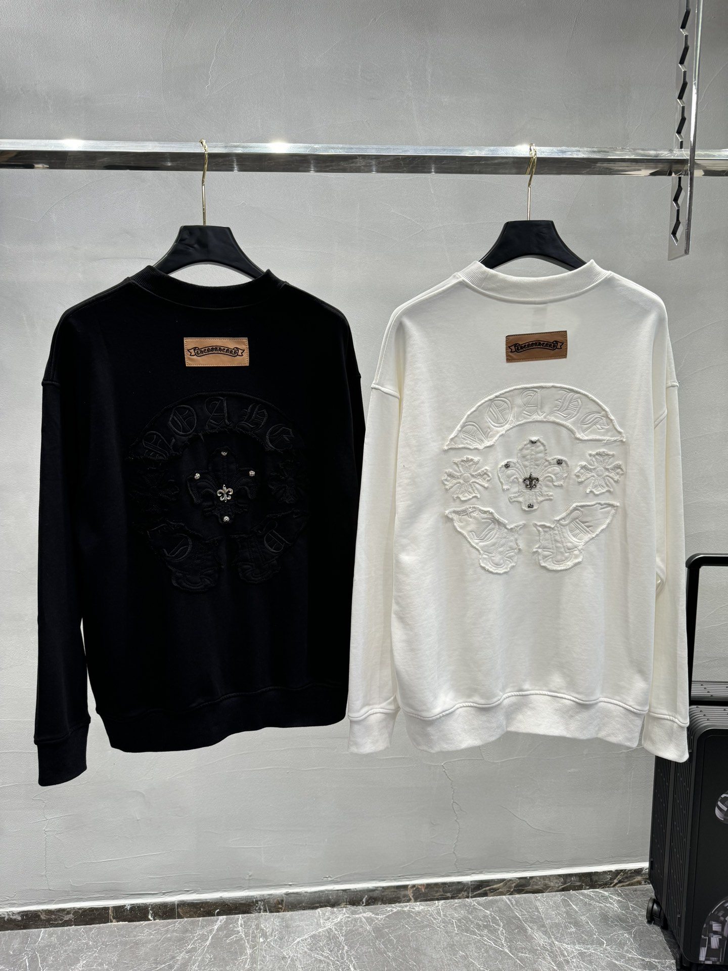 Chrome Hearts High
 Clothing Sweatshirts Black White Printing Unisex Cotton Fall/Winter Collection