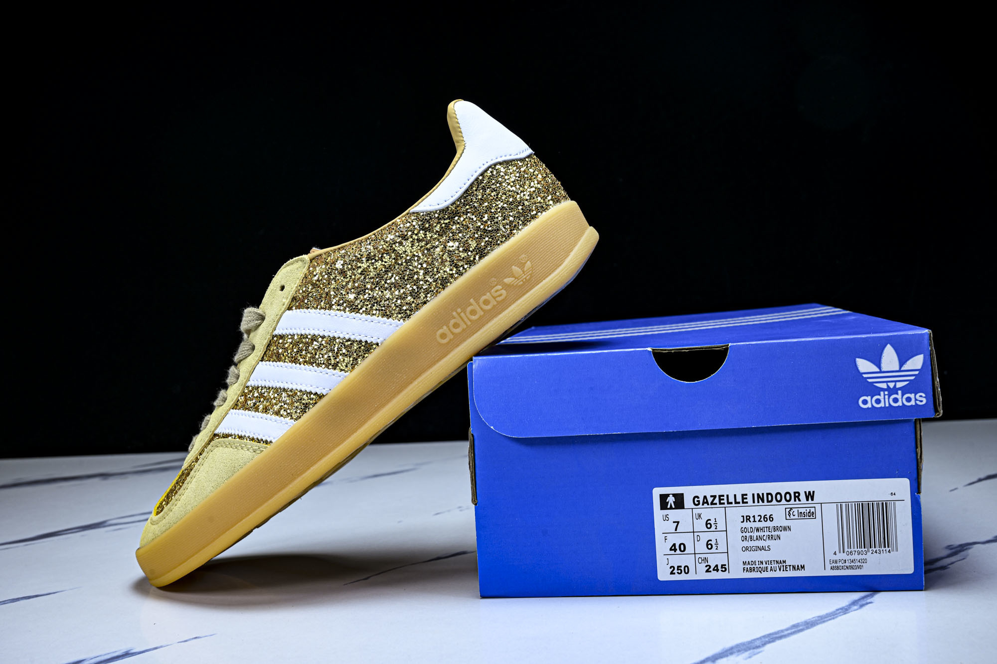 Adidas Originals GAZELLE INDOOR DIY 三叶草复古休闲防滑耐磨低帮板鞋亮