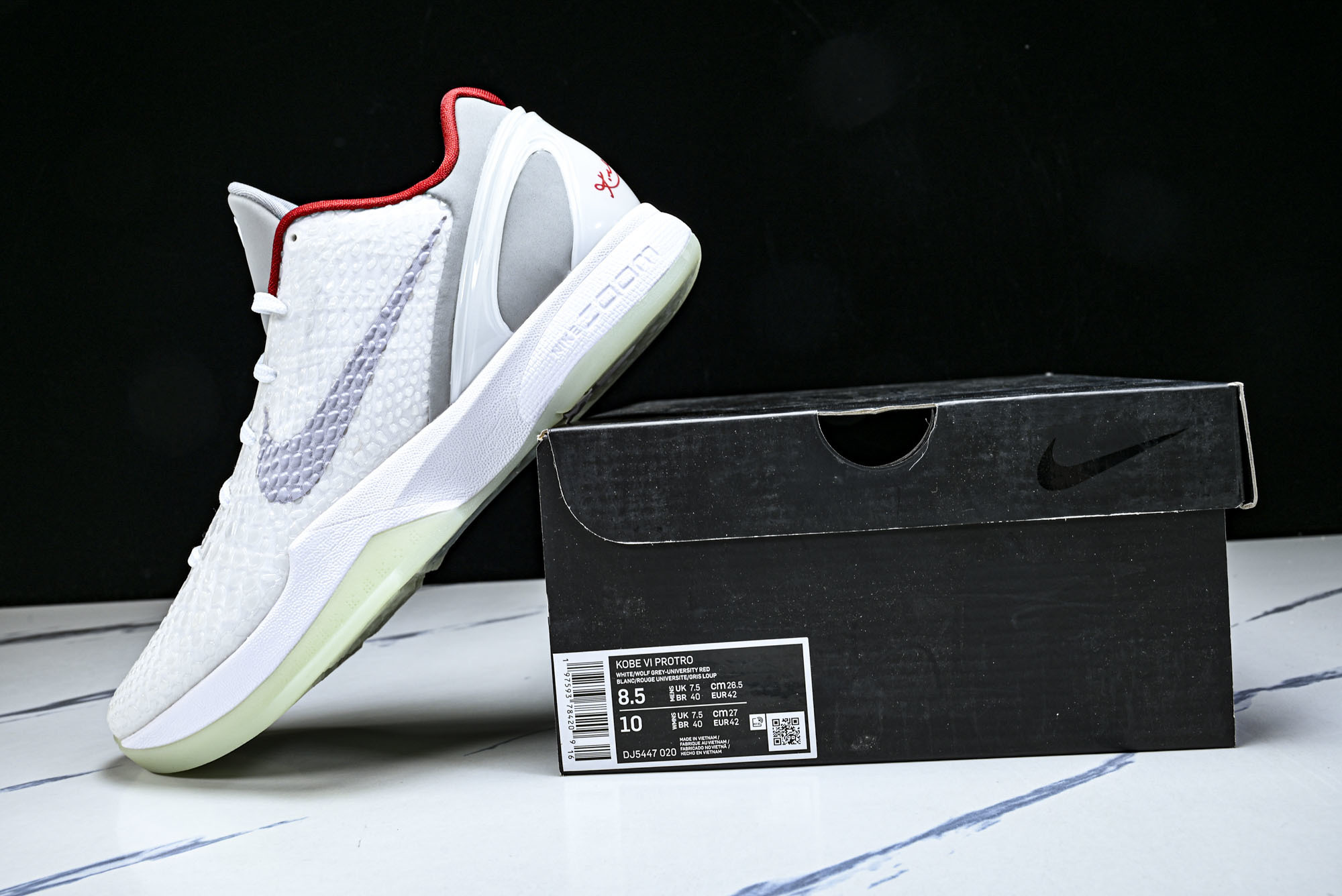 纯原-NK Zoom Kobe 6 Protro Whiteorchidee Nouvel 白红 DJ5