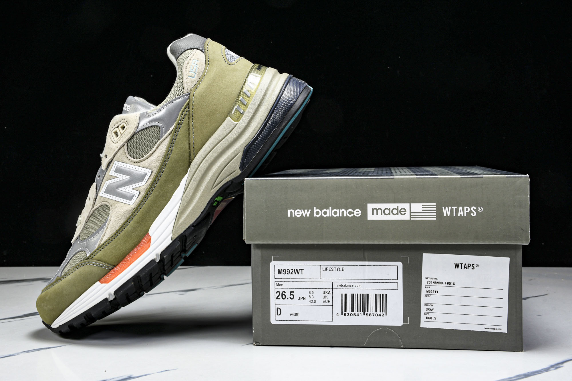 美产 WTAPS x New Balance 992 ＂Olive Drab＂复古休闲跑步鞋 复古休闲跑