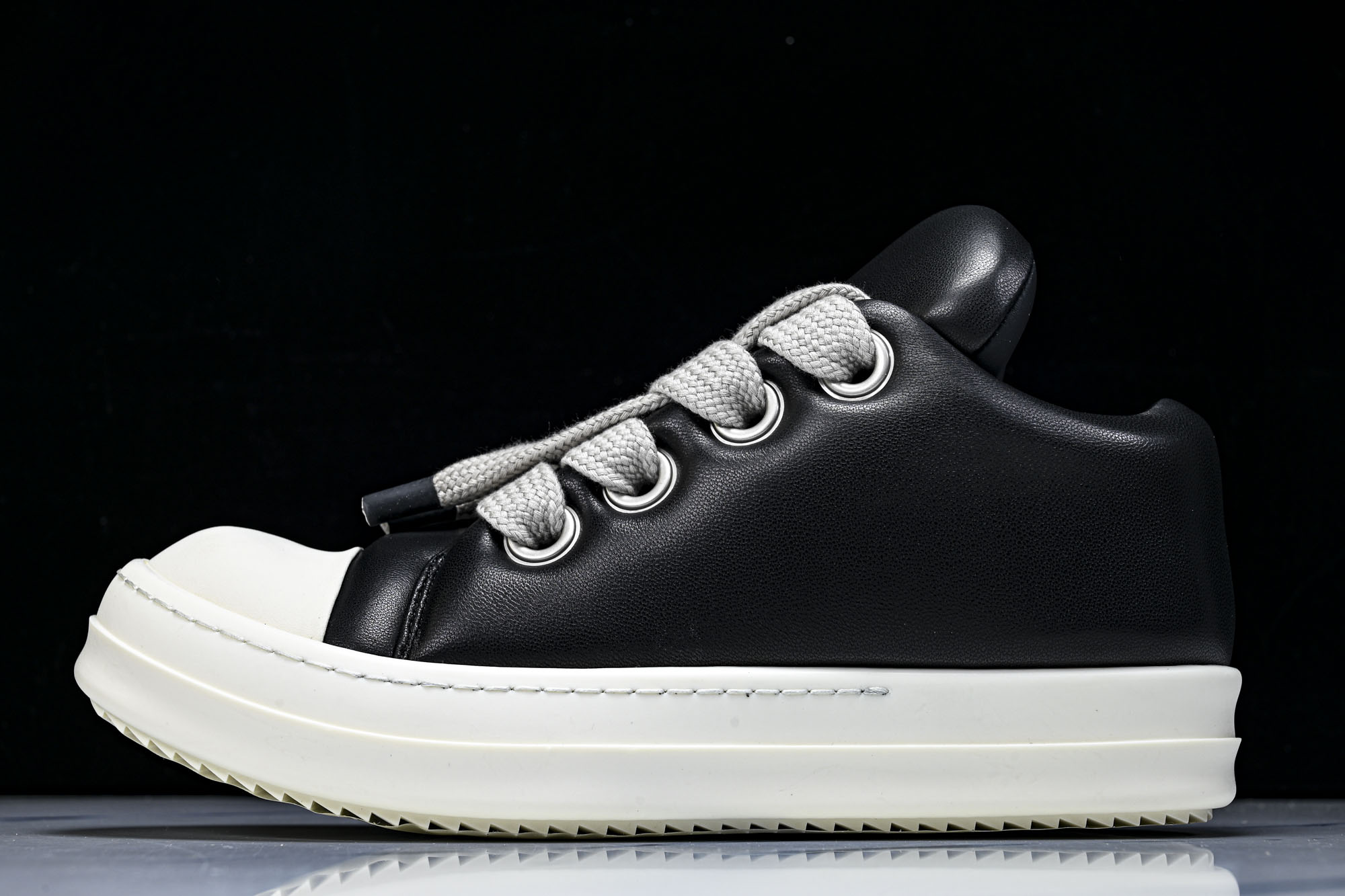 RICK OWENS 男女士 羊皮面包鞋奶白系带低帮运动鞋RU02C7893 LLPW236 37 38