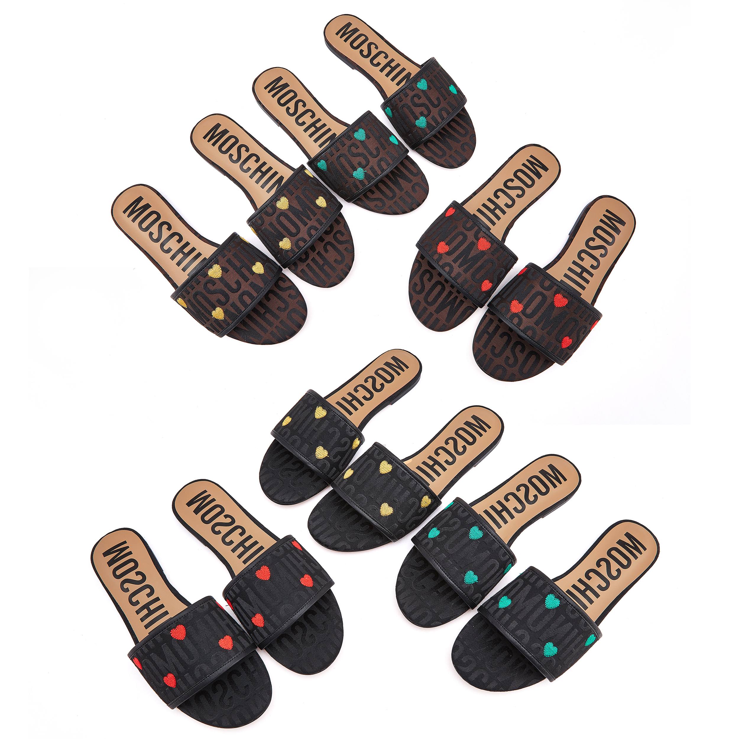 NO:224737,18612-66 Moschino electric embroidery new model, size: 35-43, 44.45 non-return and exchange, rubber sole, leather sole custom-made non-return and exchange, slippers, slippers1986090918612-66 莫斯奇诺moschino电绣新款,码数: 35-43,44.45不退换,橡胶底,皮底订做不退换,拖鞋,slippers,Women's Shoes