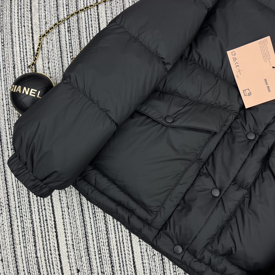 Miu Miu Padded Down Jacket in Black, Quilted, Stand Collar Winter Coat 6 i1728458284 1856 6