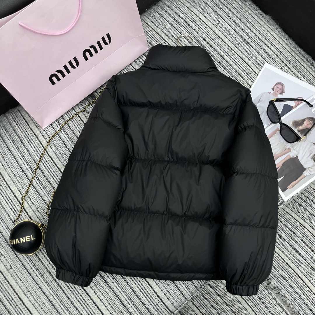Miu Miu Padded Down Jacket in Black, Quilted, Stand Collar Winter Coat 8 i1728458284 457 7