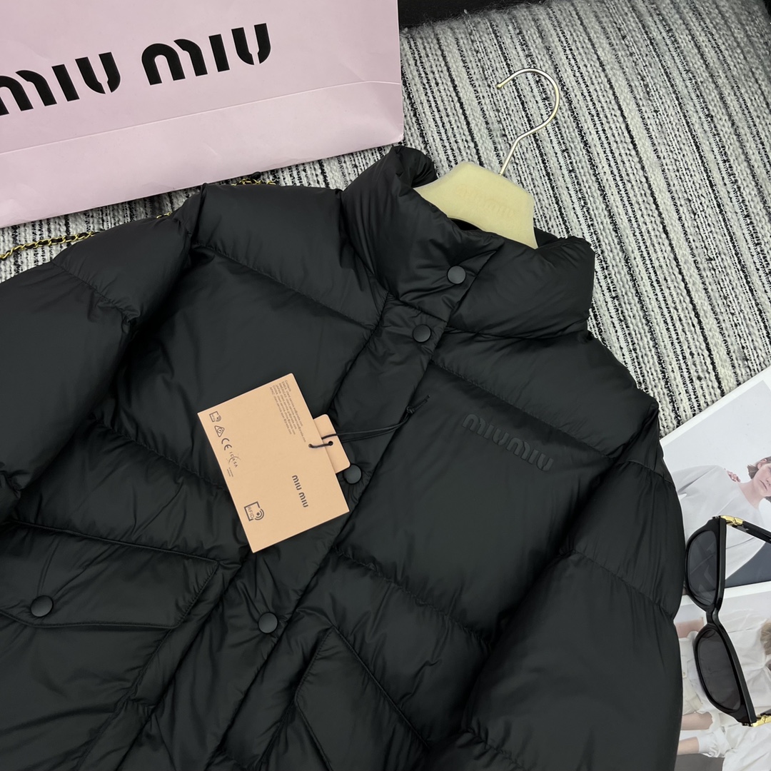 Miu Miu Padded Down Jacket in Black, Quilted, Stand Collar Winter Coat 3 i1728458284 6949 1