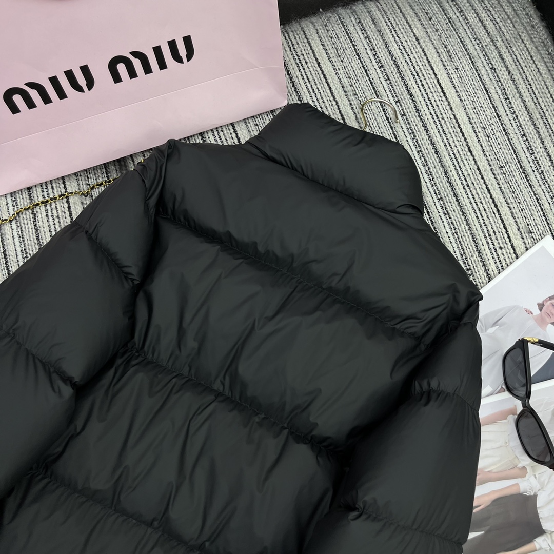 Miu Miu Padded Down Jacket in Black, Quilted, Stand Collar Winter Coat 9 i1728458284 8176 4