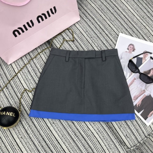 Miu Miu Inspired A-Line Mini Skirt with Contrast Blue Hem 1 Miu Miu Inspired A-Line Mini Skirt with Contrast Blue Hem