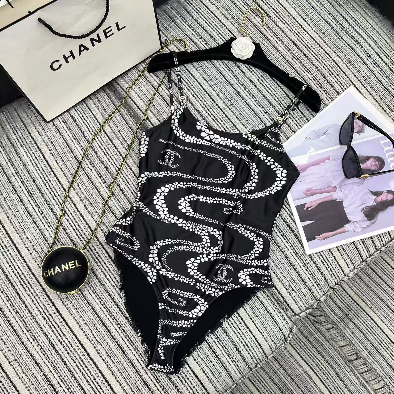 Ch* 25C Early Spring Chain Print Bathing Suit: Original Quality and Stylish Design