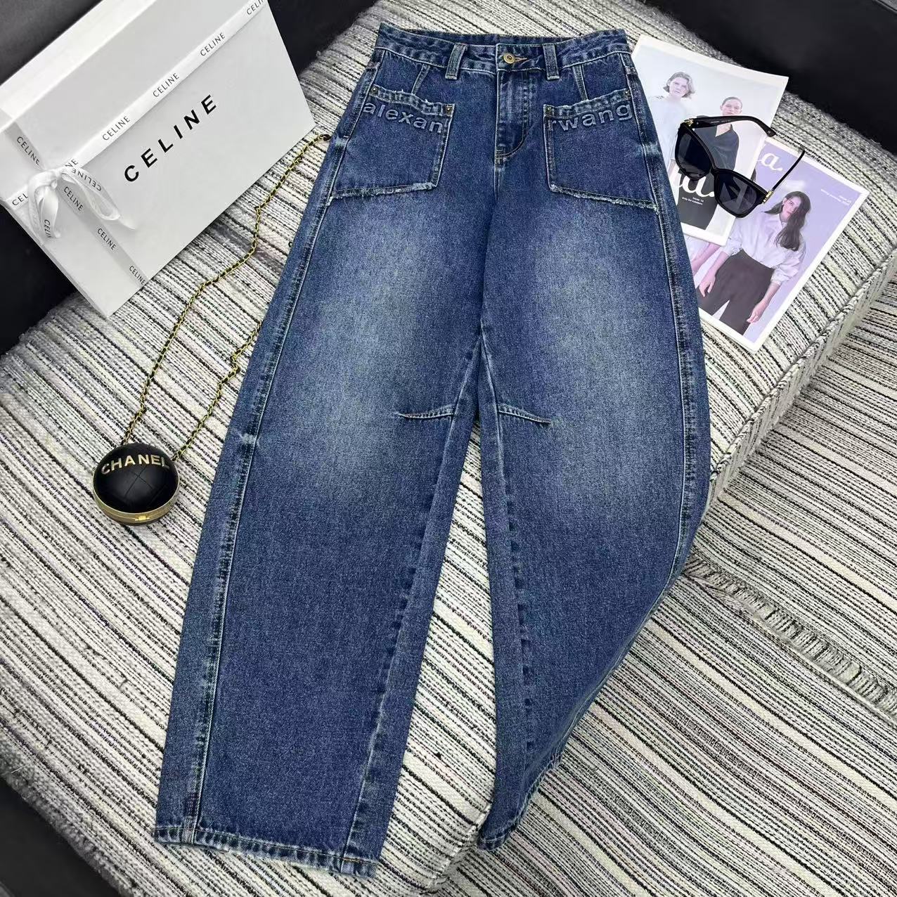 “Hard-Core Female Suit: 25-Year Autumn Series Ale* New Letter Machete Jeans SML” - 图片 1