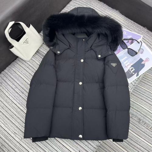 Prada 2025 Early Autumn Hooded Down Jacket with Detachable Fur Collar 13 Prada 2025 Early Autumn Hooded Down Jacket with Detachable Fur Collar