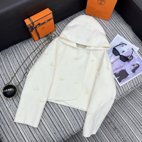 Hooded Double-Faced Cashmere Short Coat with Embroidery Detail 8 Hooded Double-Faced Cashmere Short Coat with Embroidery Detail
