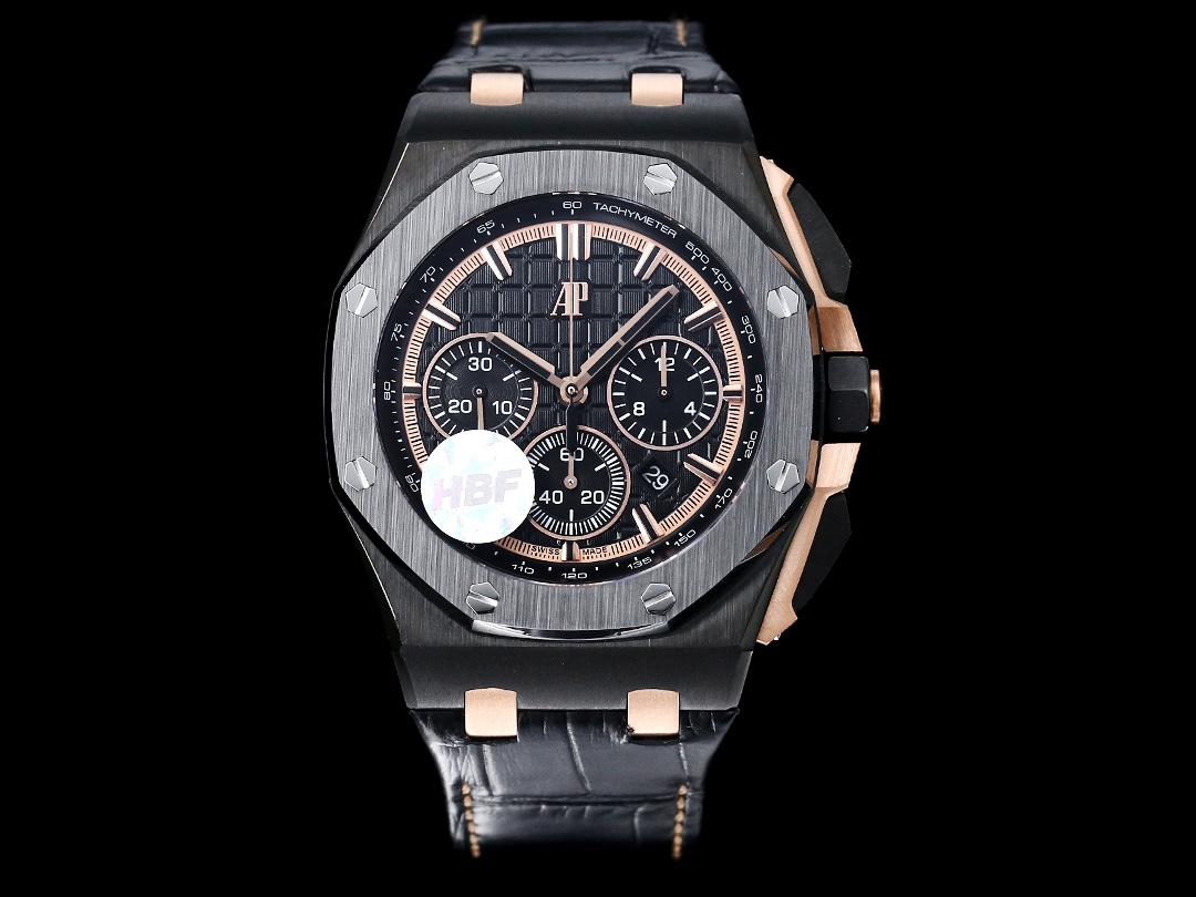 Audemars Piguet שעונים שחור כחול אפור קבע עם יהלומים קפוא גומא Mechanical Movement חגורת