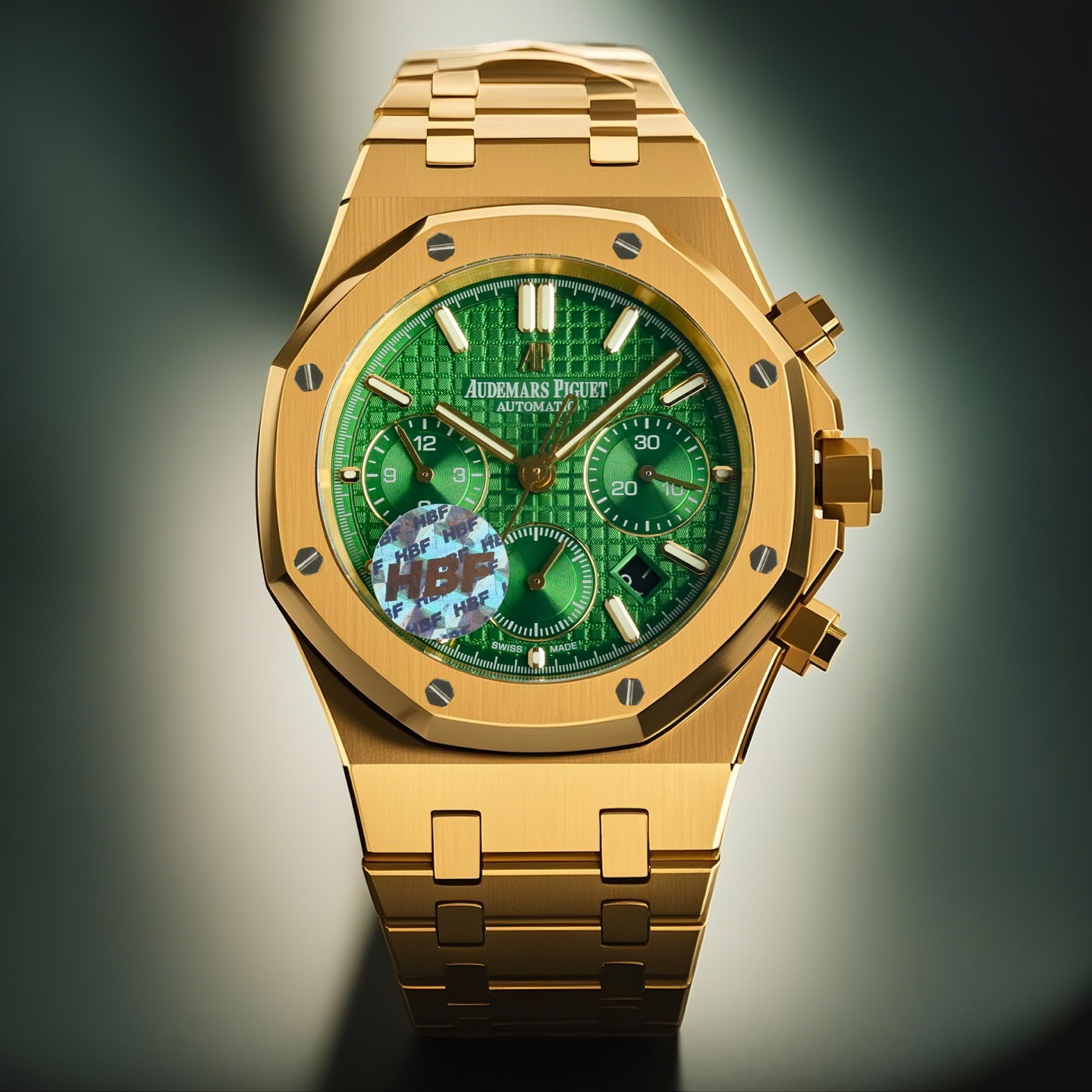 NO:151089,Gold HBF Factory Audemars Piguet's biggest hit at the end of the year (original mold opening, three-piece shell cover, one-to-one original replica, making it the thinnest and best, and avoiding fake at a glance) Audemars Piguet Royal Oak Series 26331ST.OO.1220ST.01 Chronograph!  1 It adopts a chronograph movement that is the same as the genuine product (6-character small seconds)!  The 2316L stainless steel case (three-piece case cover) has been brushed and partially polished and polished, showing a unique temperament of exquisite and toughness!  3 Rough and atmospheric 41mm/14mm, full of strength!  4 Super luminous display, which can read time in any environment!  HBF took 16 months to 100% original reproduction, masterpiece, instantly sold the ordinary version of the market, welcome to taste it!  ,,audemars19860909金 HBF Factory 爱彼 Audemars Piguet年末重磅 市场最高版本（原版开模,三件壳套,一比一原版复刻, 做到最薄最好,杜绝一眼假） 爱彼皇家橡树系列26331ST.OO.1220ST.01 计时码表！ 1采用同正品一致（6字位小秒）计时机芯！ 2316L精钢表壳,（三件壳套）通过拉丝和部分抛光打磨处理之后,展现出精致而硬气的独特气质！ 3粗犷大气的41mm/14mm ,劲道十足！ 4超强夜光显示,可以在任何环境下读取时间！ HBF 耗时 16 个月一比一原版复刻,匠心力作 ,秒杀市场普通版本,欢迎各位表友品鉴！,,audemars,Watch