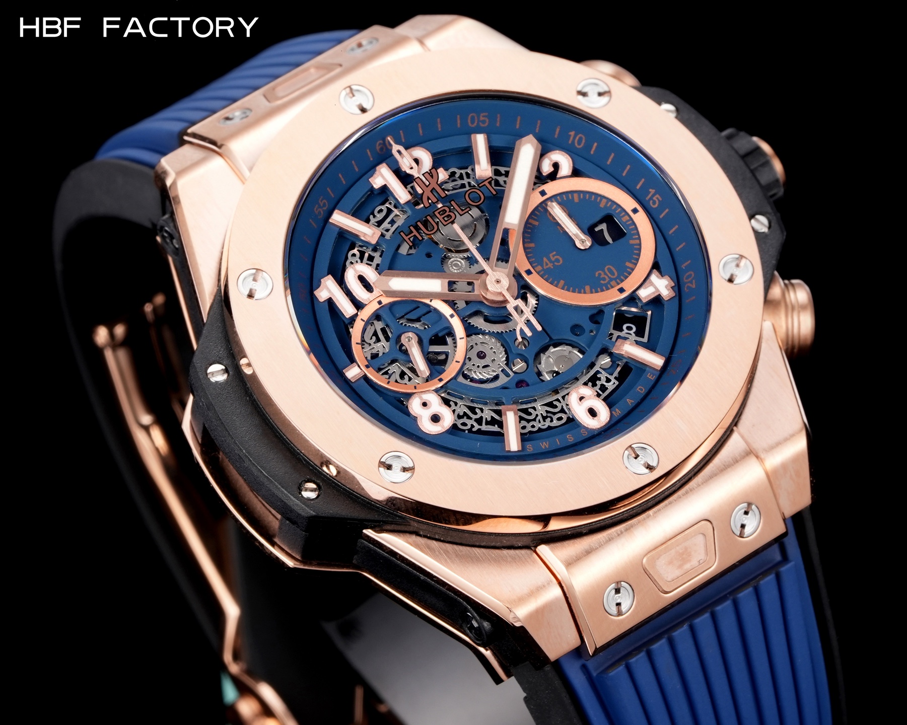1650💰HBF  FACTORY  V2版 宇舶(恒宝)HUBLOT ——英勇无畏，拳拳出击，简称“HUB”“恒宝”，BigBang大爆炸元素材料计时码表v2版❶表壳采用进口316精钢材料 设计感爆炸❷搭载7750改“HUB1242”自动机芯 计时瞬启与一键飞返 完美还原原装功能 二次增重自动摆坨 达到更稳定的走时和超低返修率❸表带采用天然橡树橡胶表带 超强防水 柔软舒适❹表镜采用天然蓝宝石玻璃 耐磨耐刮 通透零瑕疵          作为一个年轻的品牌 宇舶以张扬的个性和独特的设计在高端制造下重抹一笔青春活力 将与大家一同感受年轻的自由！！！