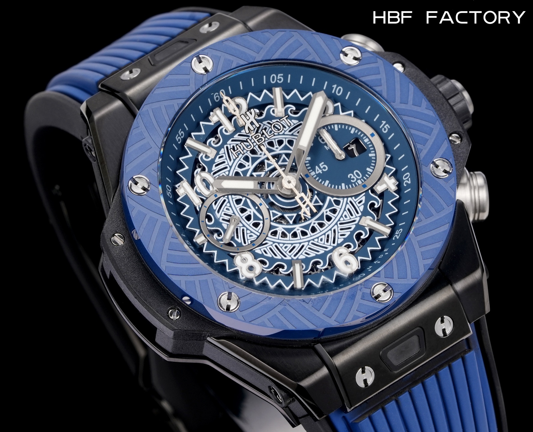 1650💰HBF  FACTORY  V2版 宇舶(恒宝)HUBLOT ——英勇无畏，拳拳出击，简称“HUB”“恒宝”，BigBang大爆炸元素材料计时码表v2版❶表壳采用进口316精钢材料 设计感爆炸❷搭载7750改“HUB1242”自动机芯 计时瞬启与一键飞返 完美还原原装功能 二次增重自动摆坨 达到更稳定的走时和超低返修率❸表带采用天然橡树橡胶表带 超强防水 柔软舒适❹表镜采用天然蓝宝石玻璃 耐磨耐刮 通透零瑕疵          作为一个年轻的品牌 宇舶以张扬的个性和独特的设计在高端制造下重抹一笔青春活力 将与大家一同感受年轻的自由！！！