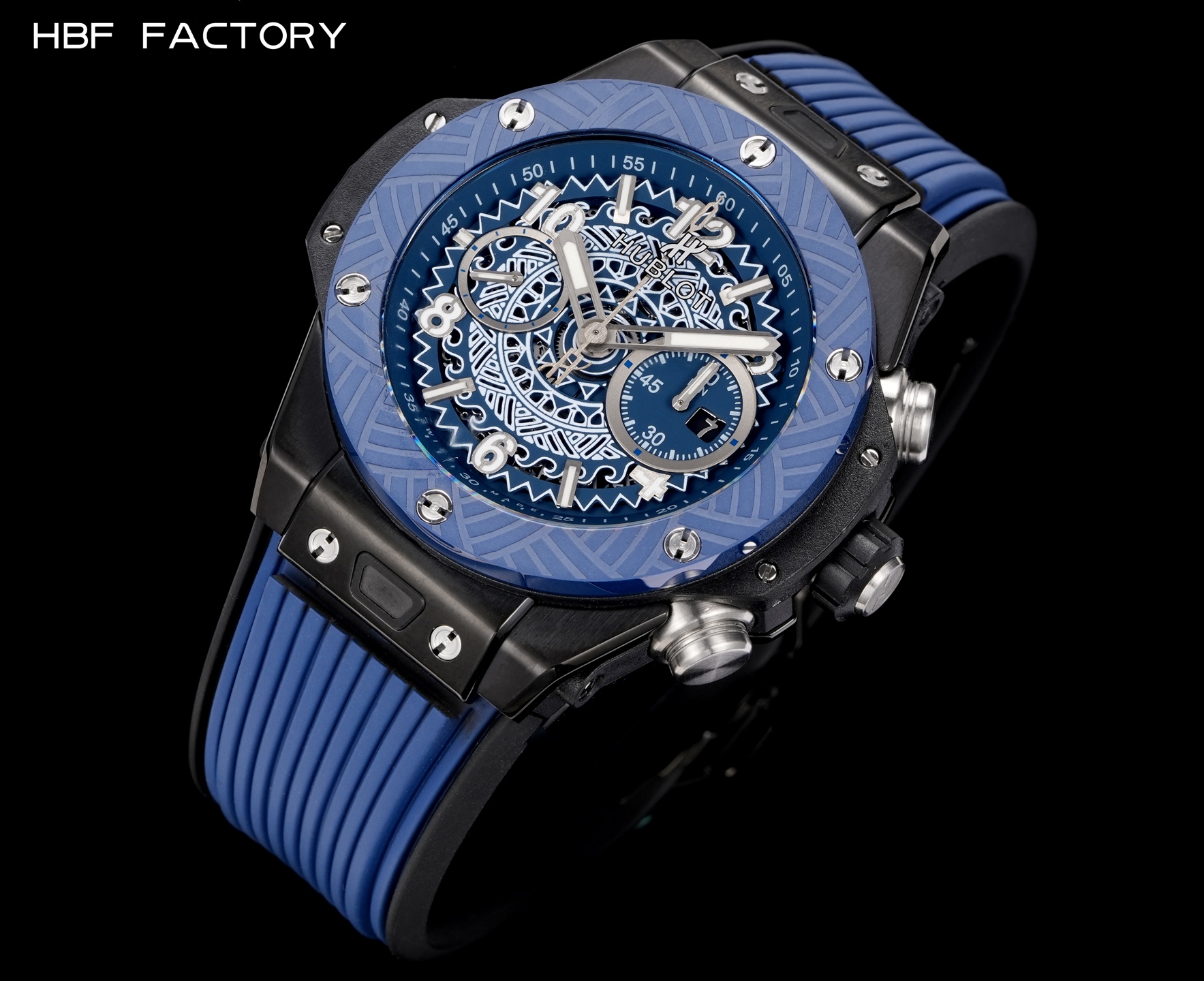 1650💰HBF  FACTORY  V2版 宇舶(恒宝)HUBLOT ——英勇无畏，拳拳出击，简称“HUB”“恒宝”，BigBang大爆炸元素材料计时码表v2版❶表壳采用进口316精钢材料 设计感爆炸❷搭载7750改“HUB1242”自动机芯 计时瞬启与一键飞返 完美还原原装功能 二次增重自动摆坨 达到更稳定的走时和超低返修率❸表带采用天然橡树橡胶表带 超强防水 柔软舒适❹表镜采用天然蓝宝石玻璃 耐磨耐刮 通透零瑕疵          作为一个年轻的品牌 宇舶以张扬的个性和独特的设计在高端制造下重抹一笔青春活力 将与大家一同感受年轻的自由！！！