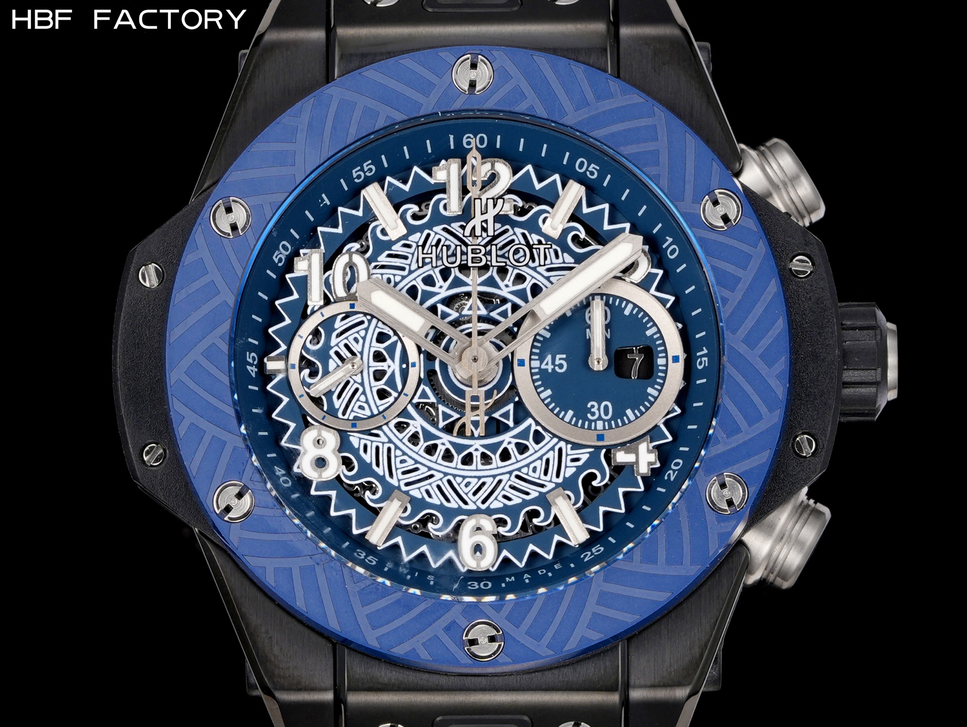 1650💰HBF  FACTORY  V2版 宇舶(恒宝)HUBLOT ——英勇无畏，拳拳出击，简称“HUB”“恒宝”，BigBang大爆炸元素材料计时码表v2版❶表壳采用进口316精钢材料 设计感爆炸❷搭载7750改“HUB1242”自动机芯 计时瞬启与一键飞返 完美还原原装功能 二次增重自动摆坨 达到更稳定的走时和超低返修率❸表带采用天然橡树橡胶表带 超强防水 柔软舒适❹表镜采用天然蓝宝石玻璃 耐磨耐刮 通透零瑕疵          作为一个年轻的品牌 宇舶以张扬的个性和独特的设计在高端制造下重抹一笔青春活力 将与大家一同感受年轻的自由！！！