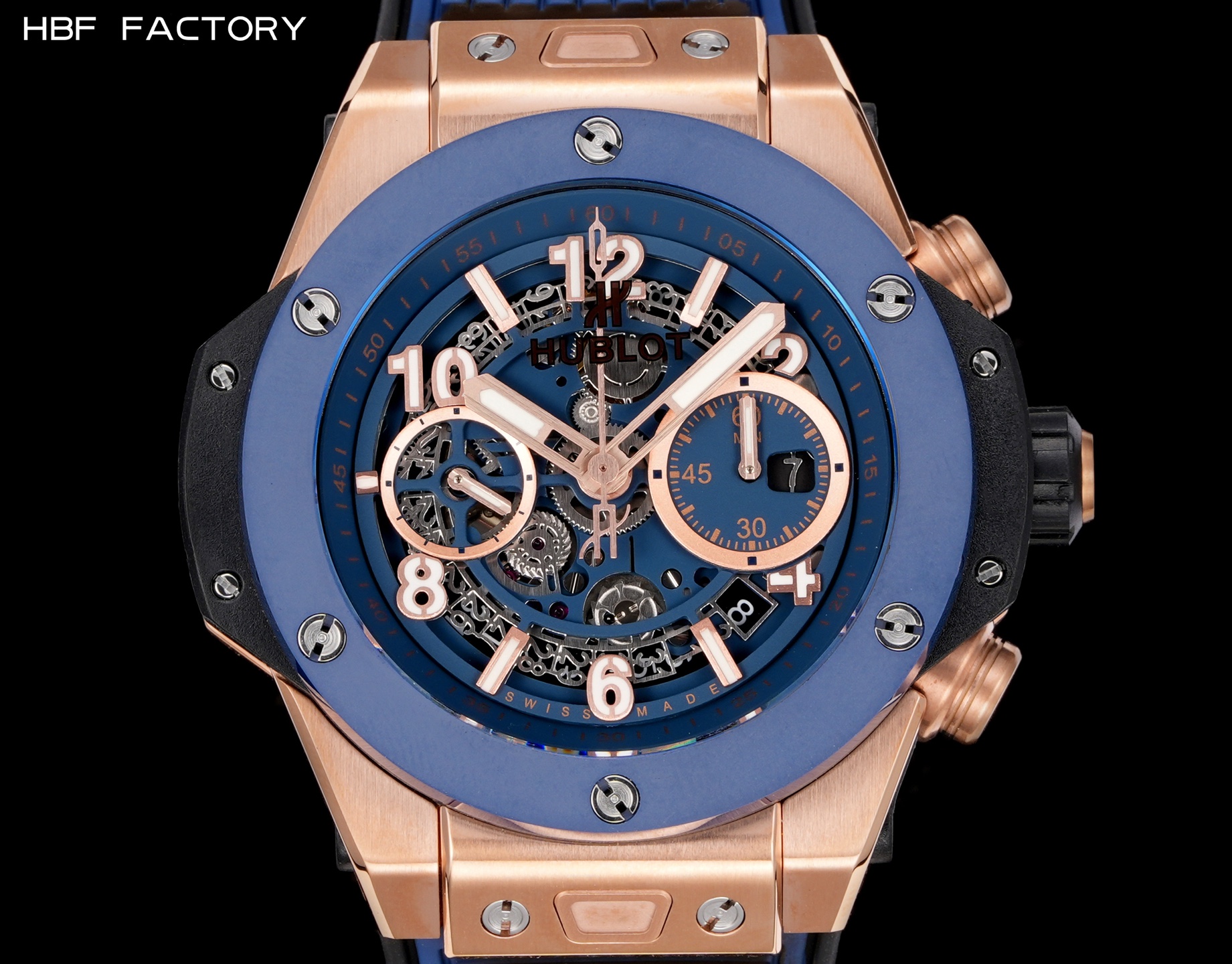 1650💰HBF  FACTORY  V2版 宇舶(恒宝)HUBLOT ——英勇无畏，拳拳出击，简称“HUB”“恒宝”，BigBang大爆炸元素材料计时码表v2版❶表壳采用进口316精钢材料 设计感爆炸❷搭载7750改“HUB1242”自动机芯 计时瞬启与一键飞返 完美还原原装功能 二次增重自动摆坨 达到更稳定的走时和超低返修率❸表带采用天然橡树橡胶表带 超强防水 柔软舒适❹表镜采用天然蓝宝石玻璃 耐磨耐刮 通透零瑕疵          作为一个年轻的品牌 宇舶以张扬的个性和独特的设计在高端制造下重抹一笔青春活力 将与大家一同感受年轻的自由！！！