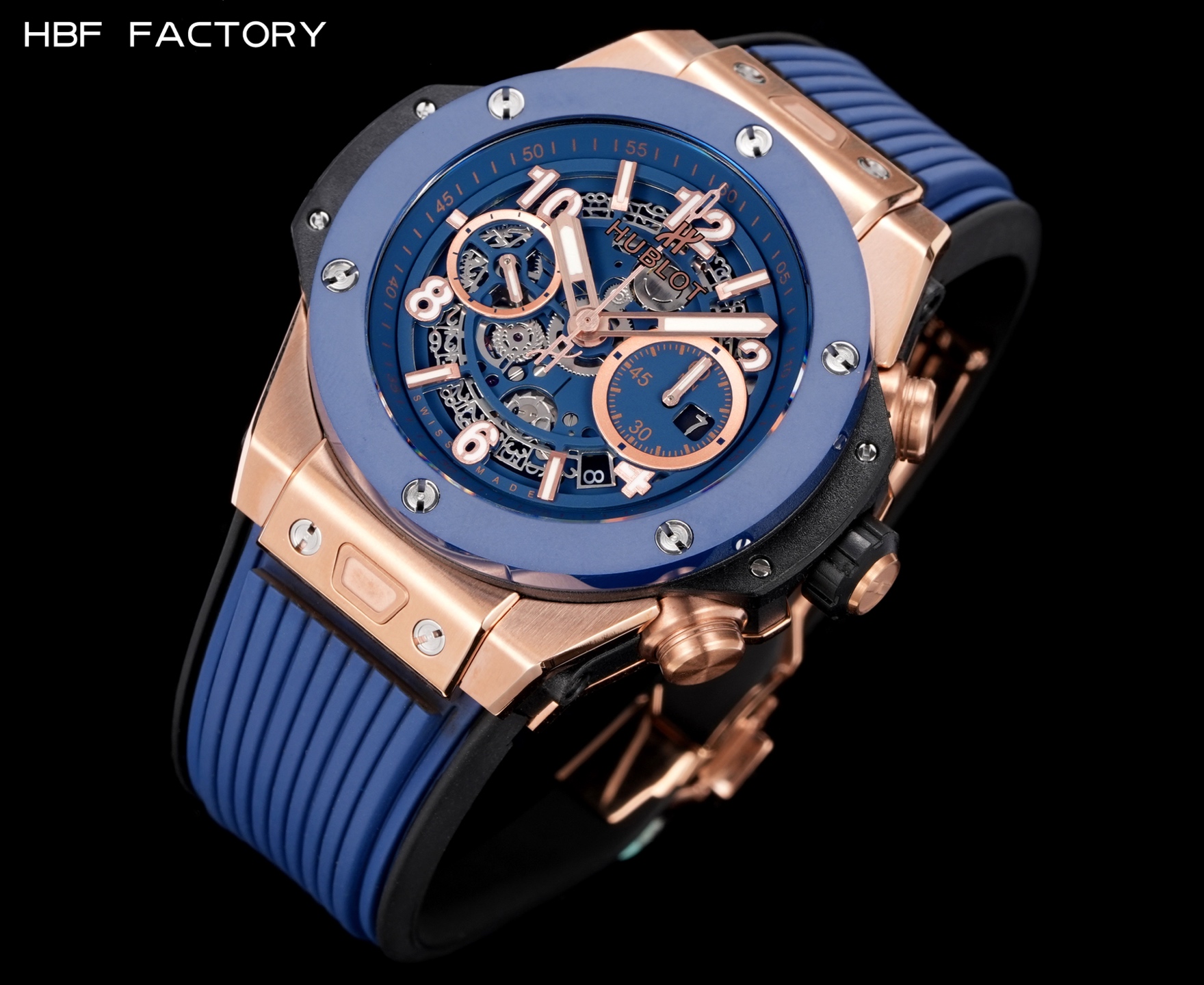 1650💰HBF  FACTORY  V2版 宇舶(恒宝)HUBLOT ——英勇无畏，拳拳出击，简称“HUB”“恒宝”，BigBang大爆炸元素材料计时码表v2版❶表壳采用进口316精钢材料 设计感爆炸❷搭载7750改“HUB1242”自动机芯 计时瞬启与一键飞返 完美还原原装功能 二次增重自动摆坨 达到更稳定的走时和超低返修率❸表带采用天然橡树橡胶表带 超强防水 柔软舒适❹表镜采用天然蓝宝石玻璃 耐磨耐刮 通透零瑕疵          作为一个年轻的品牌 宇舶以张扬的个性和独特的设计在高端制造下重抹一笔青春活力 将与大家一同感受年轻的自由！！！