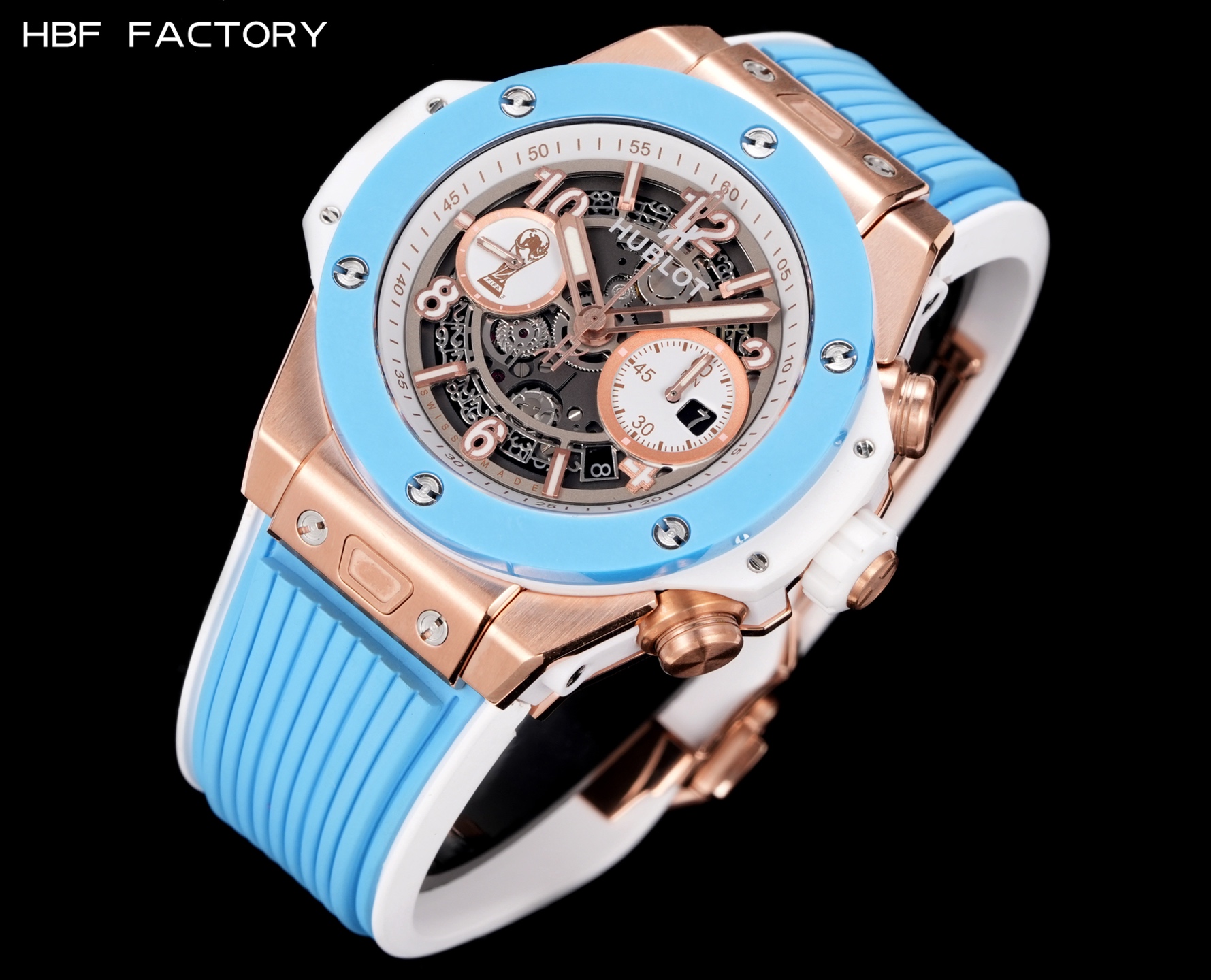 1650💰HBF  FACTORY  V2版 宇舶(恒宝)HUBLOT ——英勇无畏，拳拳出击，简称“HUB”“恒宝”，BigBang大爆炸元素材料计时码表v2版❶表壳采用进口316精钢材料 设计感爆炸❷搭载7750改“HUB1242”自动机芯 计时瞬启与一键飞返 完美还原原装功能 二次增重自动摆坨 达到更稳定的走时和超低返修率❸表带采用天然橡树橡胶表带 超强防水 柔软舒适❹表镜采用天然蓝宝石玻璃 耐磨耐刮 通透零瑕疵          作为一个年轻的品牌 宇舶以张扬的个性和独特的设计在高端制造下重抹一笔青春活力 将与大家一同感受年轻的自由！！！