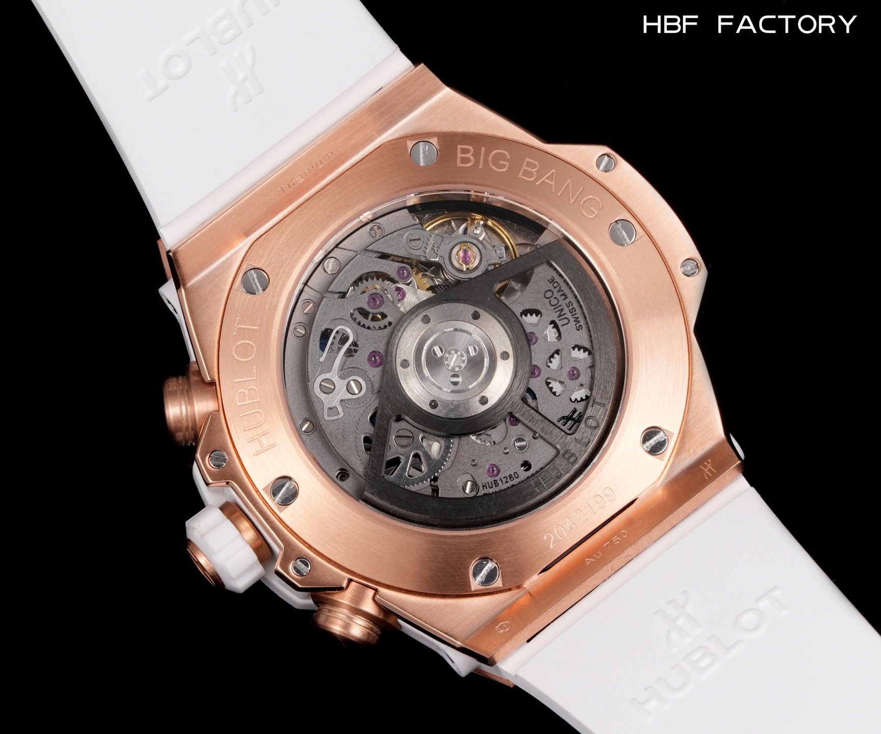 1650💰HBF  FACTORY  V2版 宇舶(恒宝)HUBLOT ——英勇无畏，拳拳出击，简称“HUB”“恒宝”，BigBang大爆炸元素材料计时码表v2版❶表壳采用进口316精钢材料 设计感爆炸❷搭载7750改“HUB1242”自动机芯 计时瞬启与一键飞返 完美还原原装功能 二次增重自动摆坨 达到更稳定的走时和超低返修率❸表带采用天然橡树橡胶表带 超强防水 柔软舒适❹表镜采用天然蓝宝石玻璃 耐磨耐刮 通透零瑕疵          作为一个年轻的品牌 宇舶以张扬的个性和独特的设计在高端制造下重抹一笔青春活力 将与大家一同感受年轻的自由！！！