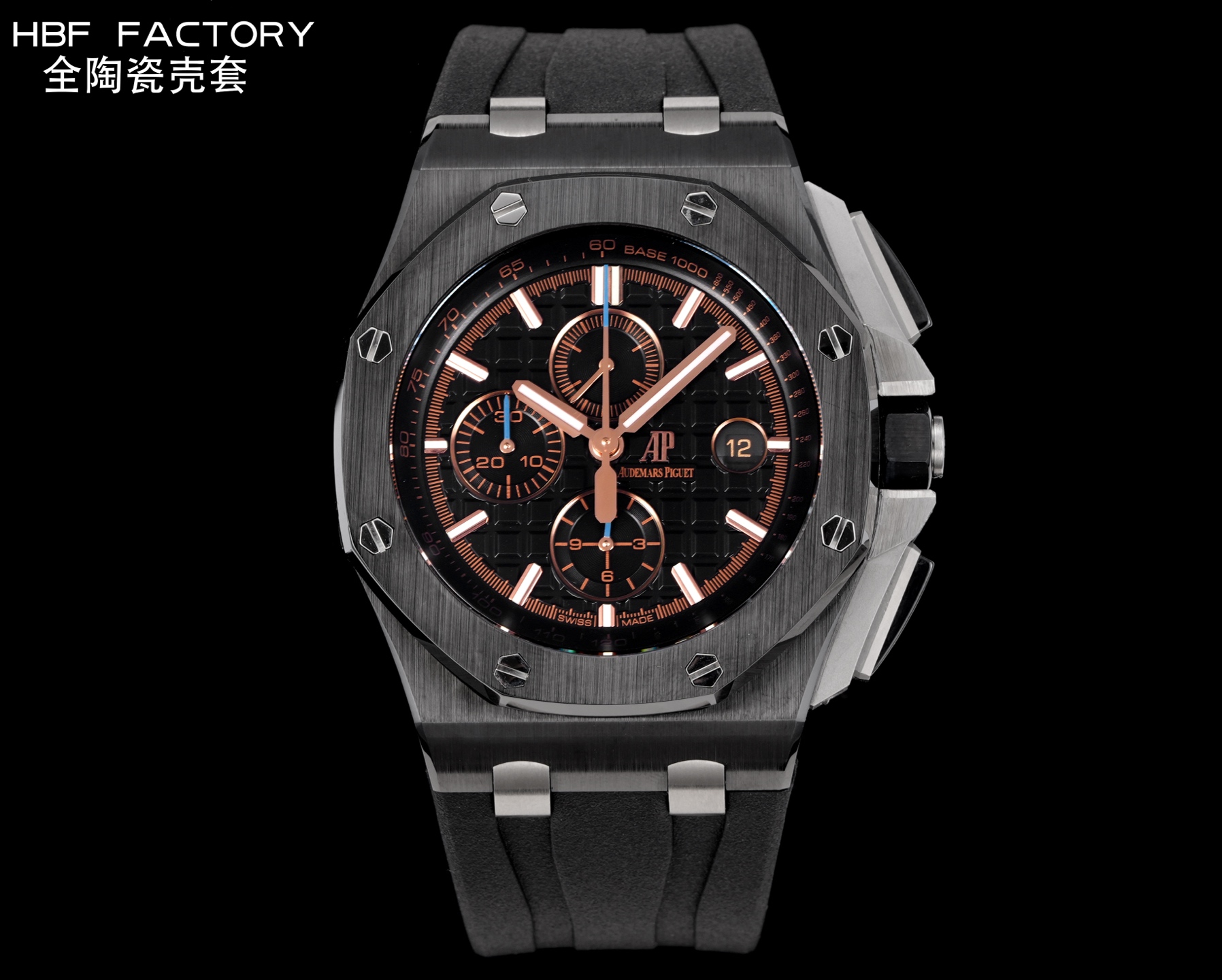 NO:764499,FACTORY Audemars Audemars Piguet / full ceramic case AP / Royal Oak Offshore 26402 series 44MM watch instantly kills all versions on the market. 'The top-notch watch to eliminate fake at first glance' is based on the original research and development. Breakthrough barriers 'break the original blocking technology, synchronize the original exclusive chronograph, so that the upper hand can fit the wrist to the greatest extent, greatly improving the comfort of wearing, and also eliminating the embarrassing situation of fake at first glance. 1.  The material selection for the case and bezel uses imported zirconia without any pigments, and is forged with ultra-high pressure and temperature to form ultra-high-density colored ceramics. 2. The latest CNC-level polishing technology is used to perfectly process every angle of the entire case. 3. Each hexagonal screw is on the same plane as the frame, without any protrusion or depression, which truly explains what top-level replica art is.  4. The dial uses Audemars Piguet's classic large plaid as the background, with a clear-cut grid arrangement. It is perfectly polished to fully reflect the craftsmanship of the craftsman. 5. The mirror uses a double-sided sapphire lens, and the strap uses fluorine rubber tape. 6. The movement uses a chronograph movement modified from 3126, 12  The small seconds at six o'clock and nine o'clock, the 12-hour timer and the 30-minute timer at six o'clock and nine o'clock perfectly restore all the functions of the original version. Each watch has been manually QC to ensure the stability of the movement and is truly impeccable. Welcome all watch friends to appreciate the multi-functional mechanical watch,,,audemars19860909FACTORY Audemars  爱彼 / 全陶瓷壳 AP / 皇家橡树离岸型26402 系列44MM 腕表 秒杀市面上所有版本“封顶之作 杜绝一眼假”在原有的基础上 潜心研发 突破壁垒 “打破原装封锁技术,同步原装独家计时码表,使上手最大程度贴合手腕,大大提高了佩戴的舒适 同时也杜绝一眼假的尴尬处境. 1. 表壳与圈口的选料,使用进口的氧化锆,无需任何颜料,以超高的压力与超高的温度锻造,形成超高密度的彩色陶瓷 , 2.采用最新CNC级别的打磨技术,将整个表壳的个个角度完美处理, 3.每颗六角螺丝都与表框处于同一平面上,不接受一丝一毫的凸显与凹陷,真正诠释了何为顶级复刻艺术 , 4.表盘以爱彼经典的大格纹为背景,层次分明的方格排列,经过完美打磨,将匠人的工艺体现的淋漓尽致 , 5.镜面采用双面蓝宝石镜片,表带采用氟橡胶胶带, 6.机芯采用 改 3126的计时机芯,12 位的小秒,六点位和九点位的12小时计时与30分钟计时,完美的还原了原版的所有功能,每块手表都经过人工QC确保机芯的稳定性,真正做到无可挑剔欢迎各位 表友鉴赏多功能机械腕表,,,audemars,Watch