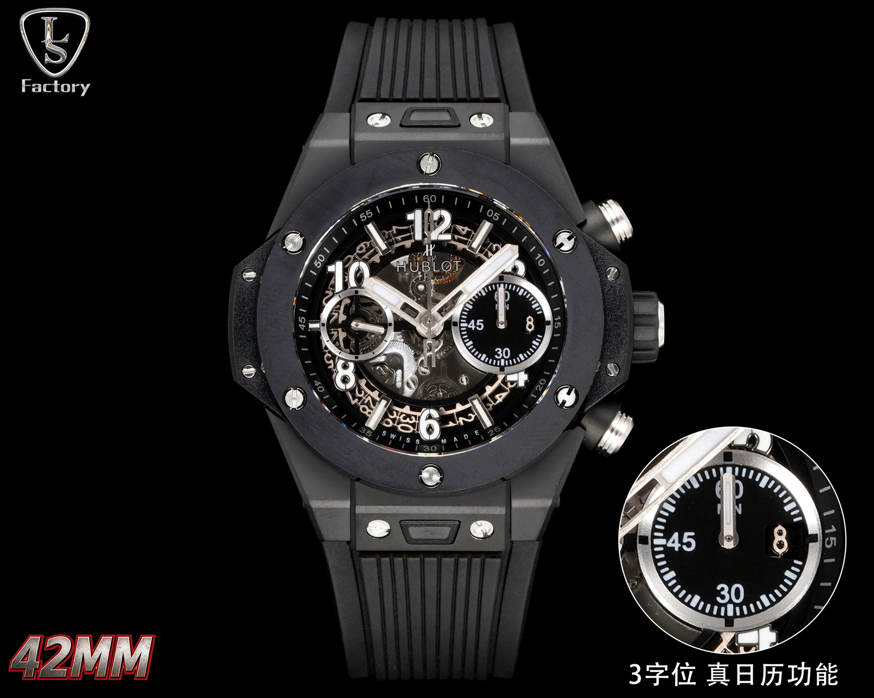 NO:764160,Unified LS Factory 2026 New Breakthrough Wall Crack Recommendation Complete Remodeling 42MM Watch Diameter The Highest Version Is Available Good News for Small Wrist Wearers HUBLOT BIG BANG 441 Series Watches!  1 Brand new customized Hublot exclusive UNICO HUB self-winding chronograph movement [3-digit true calendar ring] 2 Sapphire crystal mirror, rubber strap with one key quick release, impeccable texture 3 Diameter 42MM!  The watch is light and comfortable, carefully crafted by LS Factory and of unique quality. Players are welcome to try it!  ,19860909统一 LS Factory 2026 全新突破 墙裂推荐 全面换装 42MM表径 最高版本问世 小手腕佩戴者的福音 HUBLOT 宇舶表BIG BANG 大爆炸 441 系列腕表！ 1全新定制恒宝专属UNICO HUB 自动上链计时机芯【3字位真日历环】 2蓝宝石水晶表镜 橡胶表带搭配一健快拆质感无可挑剔 3直径 42MM！ 腕表轻盈舒适 LS Factory精心细作 品质独一 欢迎各位玩家品鉴！,,Watch