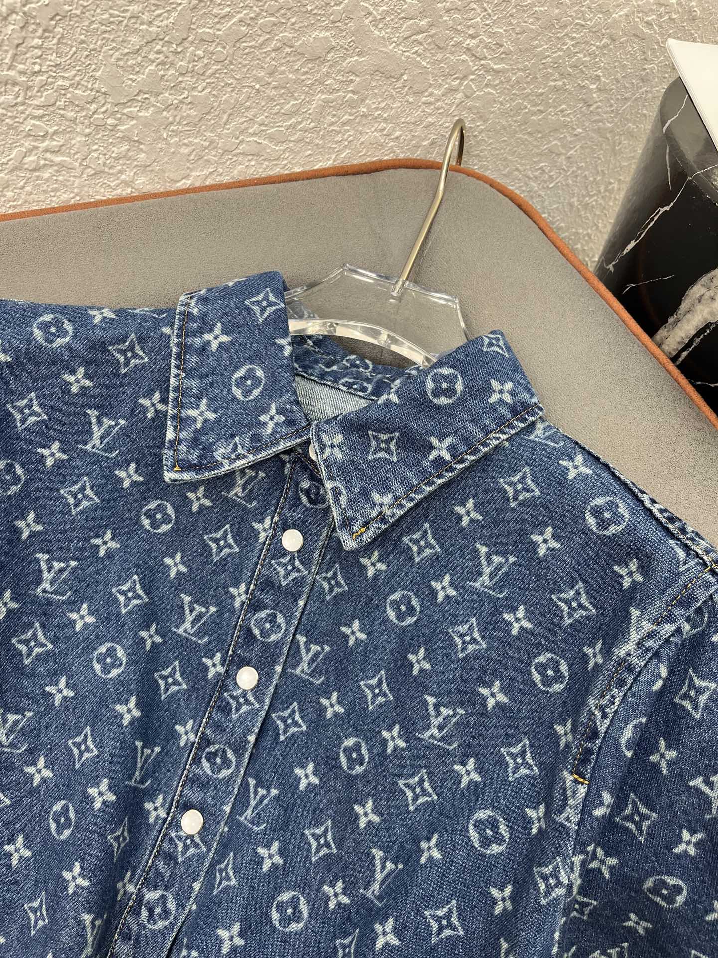 Louis Vuitton 25SS Denim Jacquard Tie Waist Mini Dress - Chic & Flattering 3 i1751211474349 3390 0 4