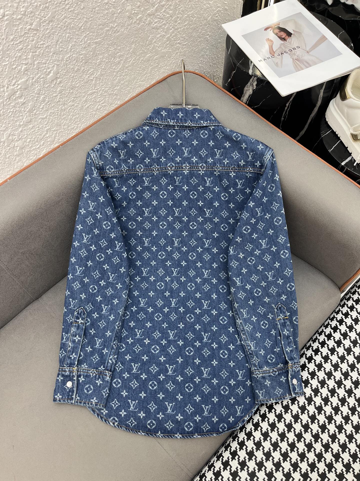 Louis Vuitton Women's Longline Denim Jacquard Shirt Jacket - Classic Fit 7 i1751211529249 1445 0 5
