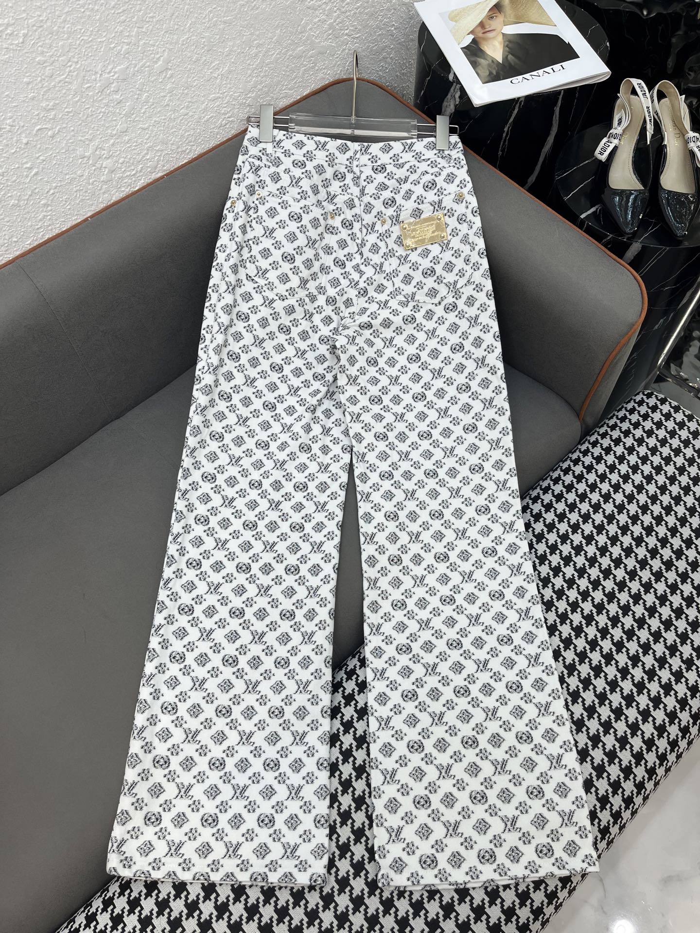 Louis Vuitton Women's Wide-Leg Jeans - Monogram Print, Iron Detail - Elegant & Chic 7 i1751212219085 261 0 5