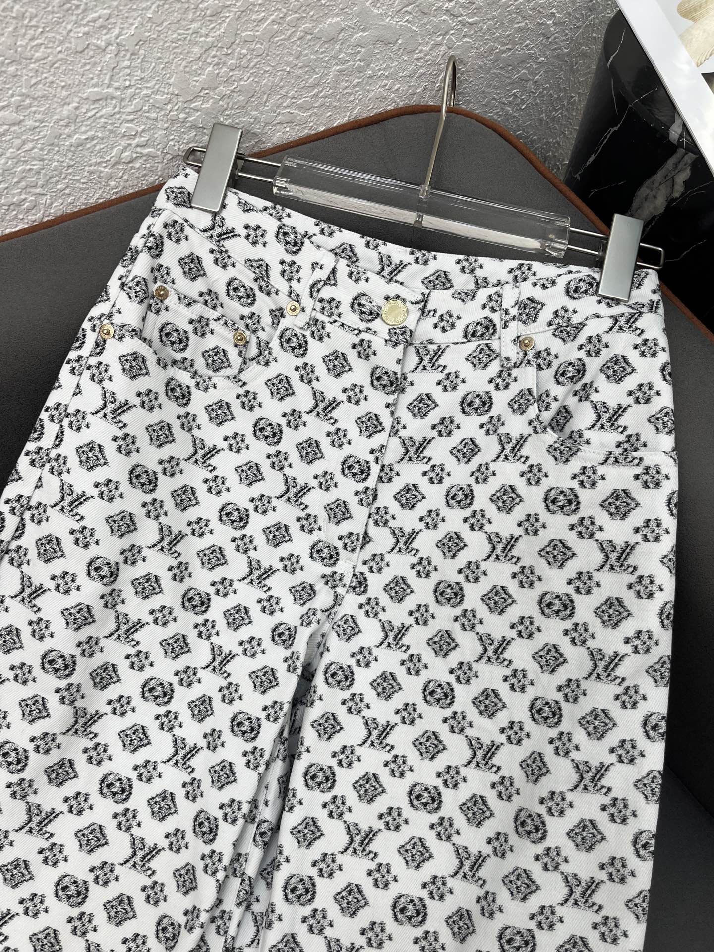 Louis Vuitton Women's Wide-Leg Jeans - Monogram Print, Iron Detail - Elegant & Chic 3 i1751212220217 6439 0 1