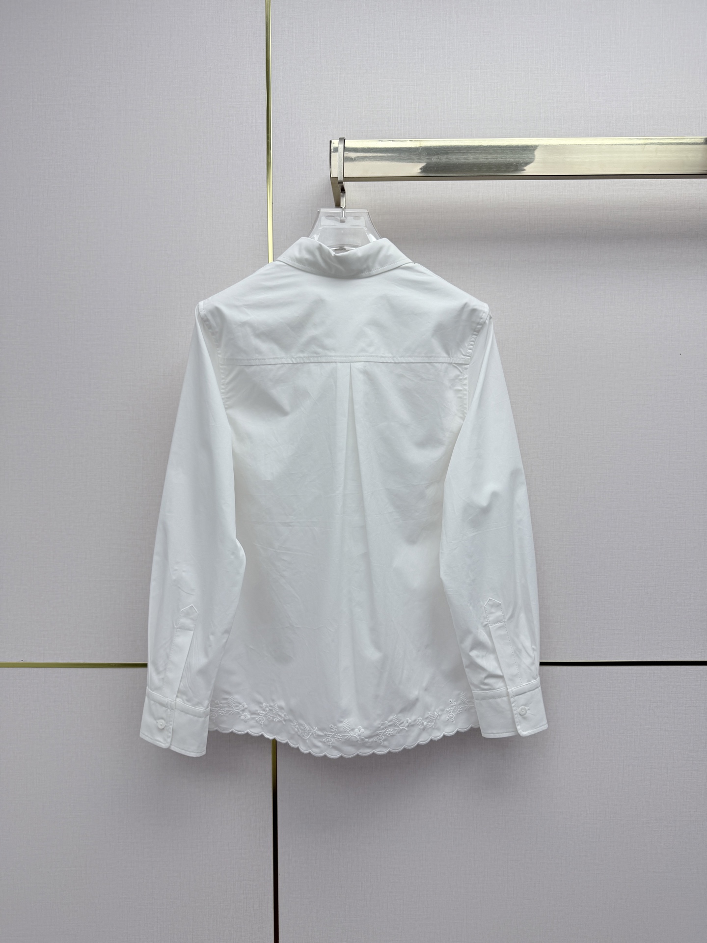 Louis Vuitton Scalloped Lace Trim Cotton Shirt